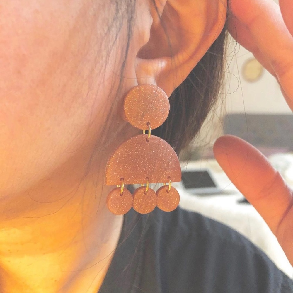 Polymer Clay  Cleophas Earrings in Rose Gold